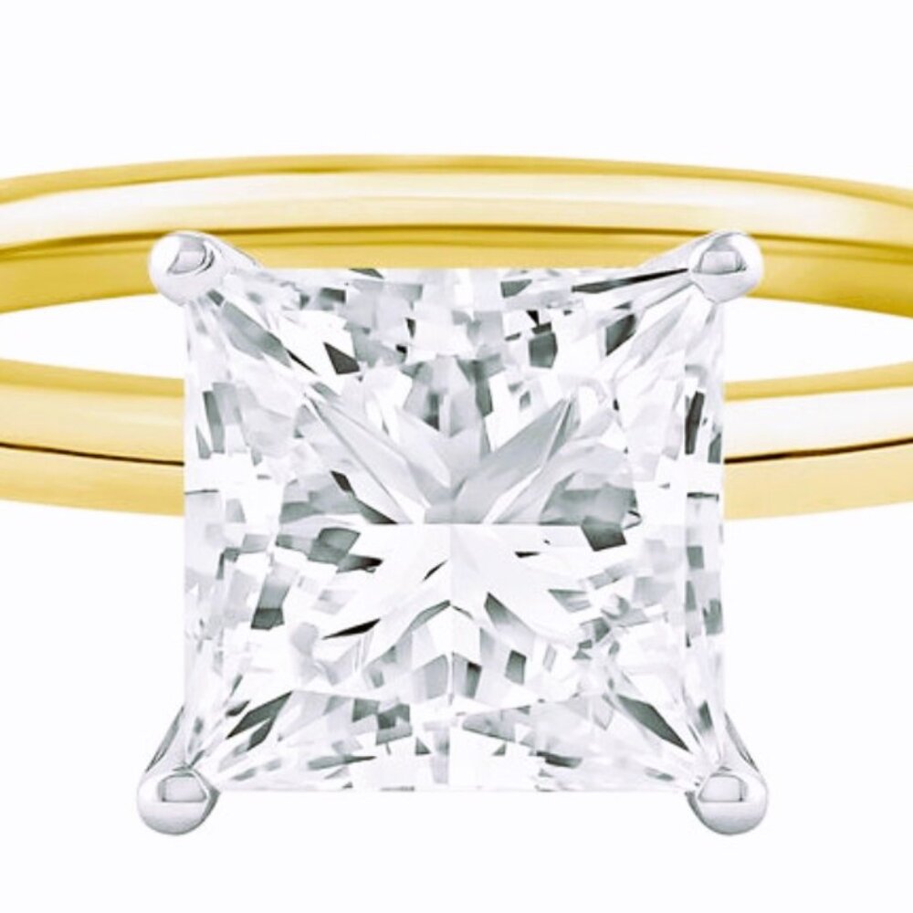 *New 1.99 Carat Princess Cut Diamond Ring – 14K Gold – SI1 H – Minimalist Beauty